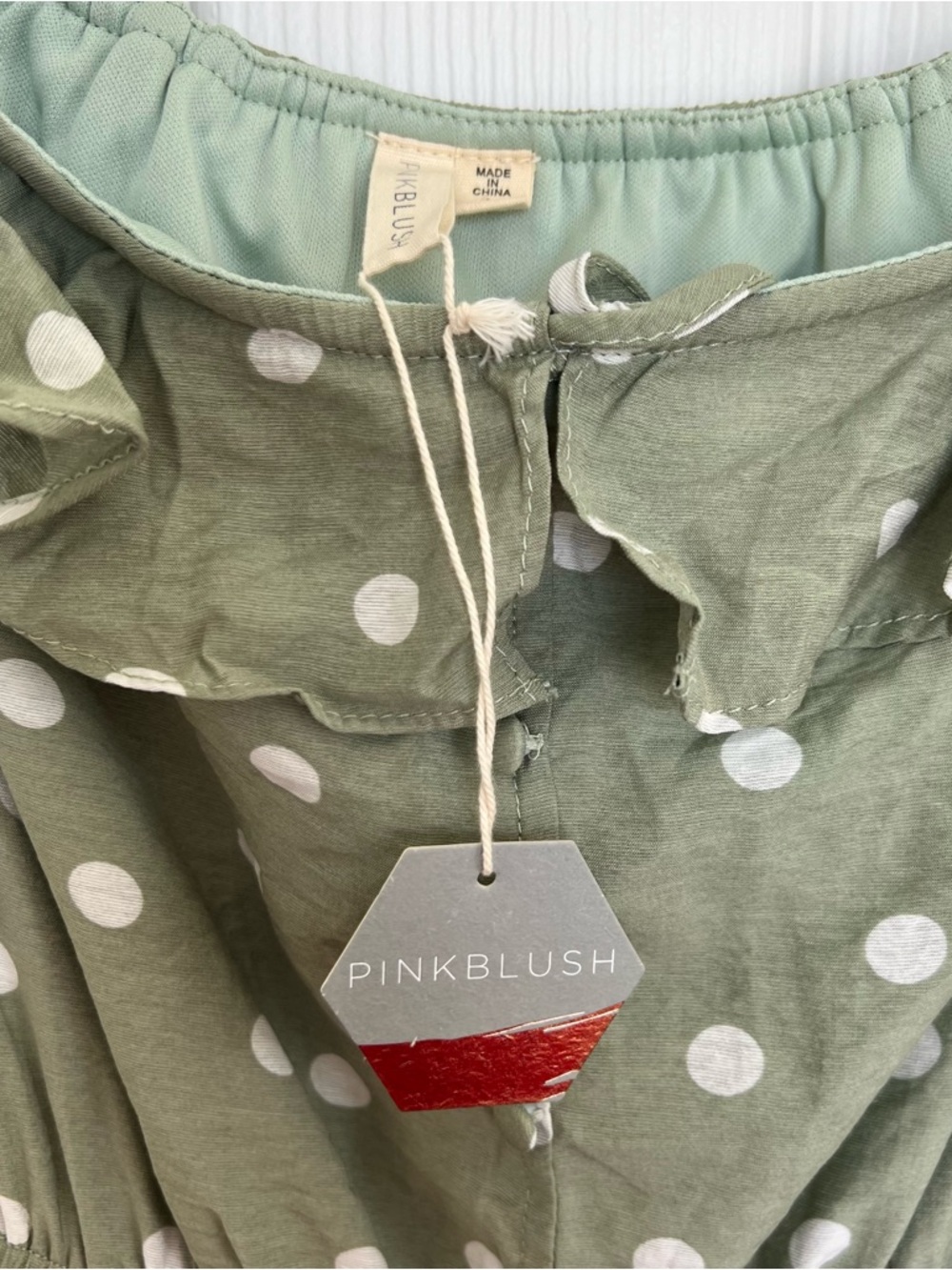 Pinkblush Olive Green Polka Dot Ruffle Maxi Dress - Picture 5 of 9